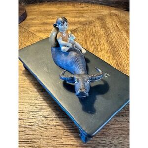 Vintage ARCO statue table & Mudmen figurine doll sitting on water buffalo